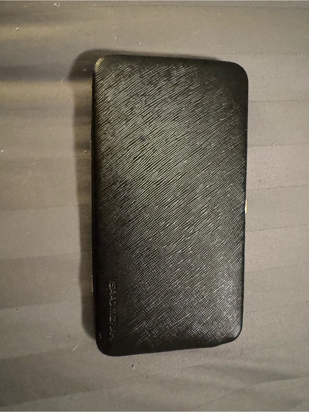 Isaac Mizrahi Black Textured Clutch Wristlet 7 inches by 4 inches.